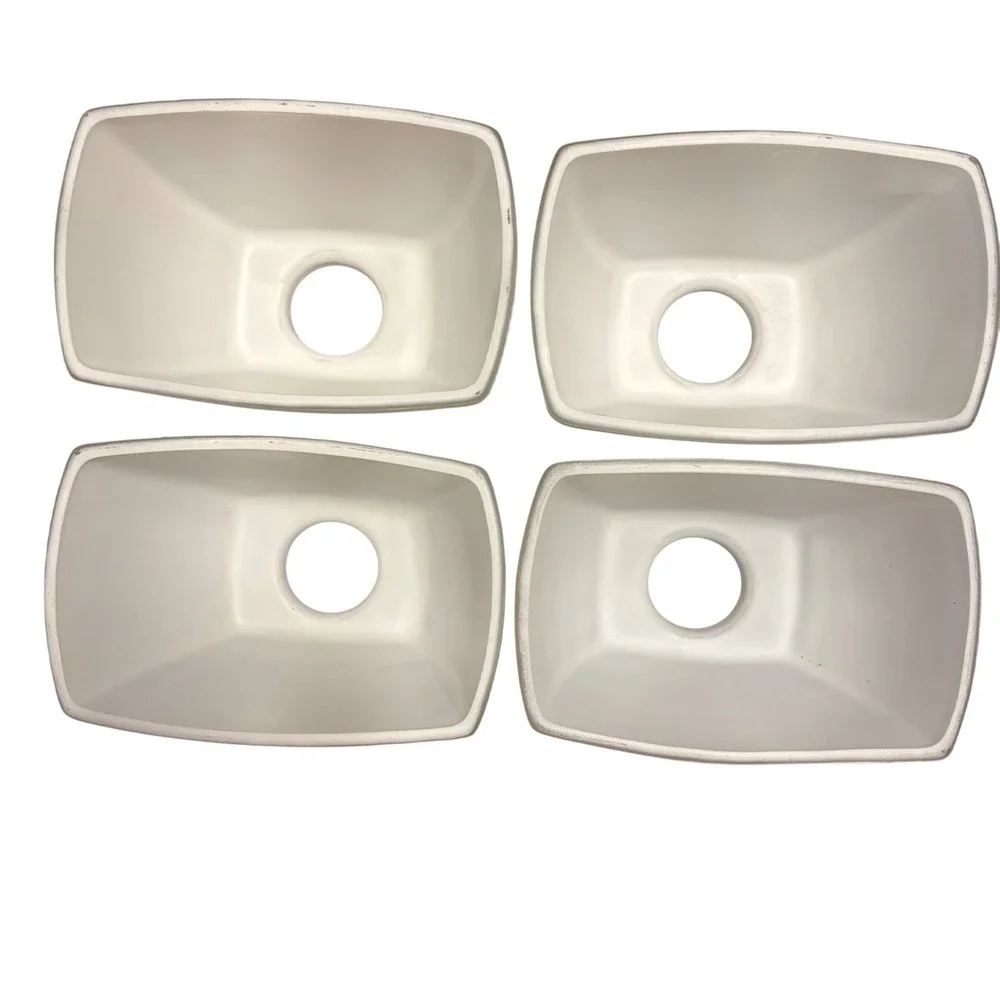 MCM White Frosted Glass Rectangular Bell Lamp Shade Replacement Globes Set of 4